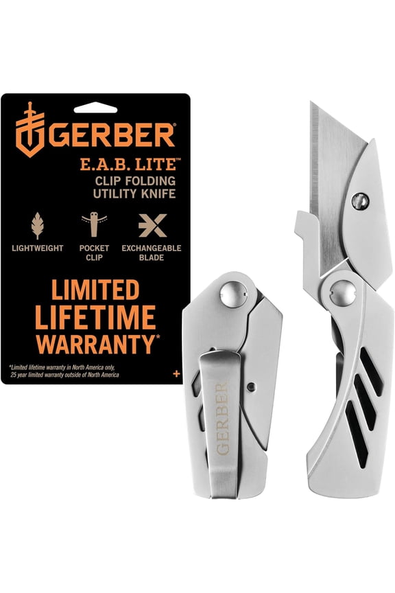 Gear EAB Utility Knife, Clips to Pocket or Keychain with Replaceable Razor Blade for Everyday Carry, EDC Gear with Box Cutter Retractable, Lite