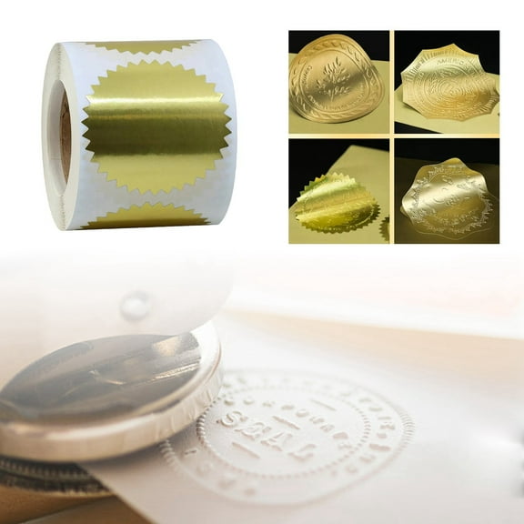 Stickers - 50mm Gear Embossed Sticker Label With Raised Printing Ideal For Certificates And Awards Recognition