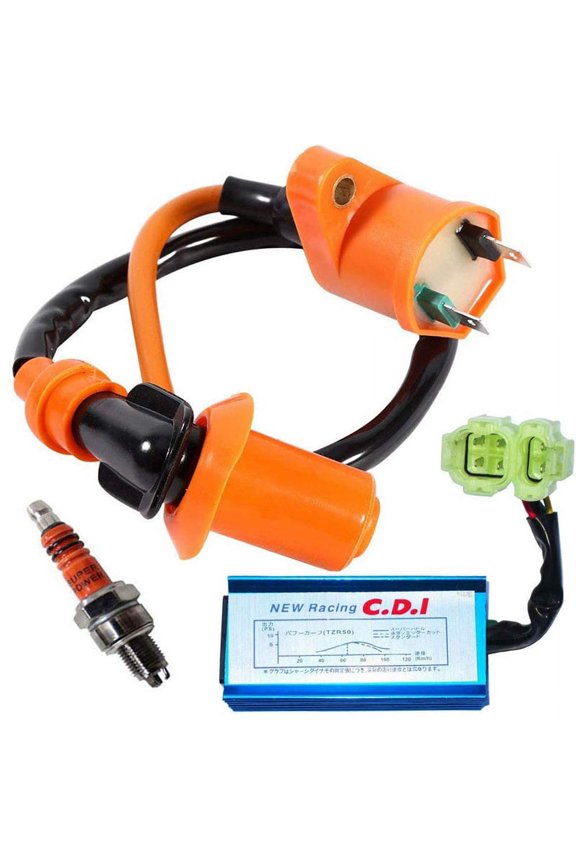 Gear GO High Performance Racing Ignition Coil 6 Pin CDI 3 Electrode Spark Plug for GY6 50Cc ATV