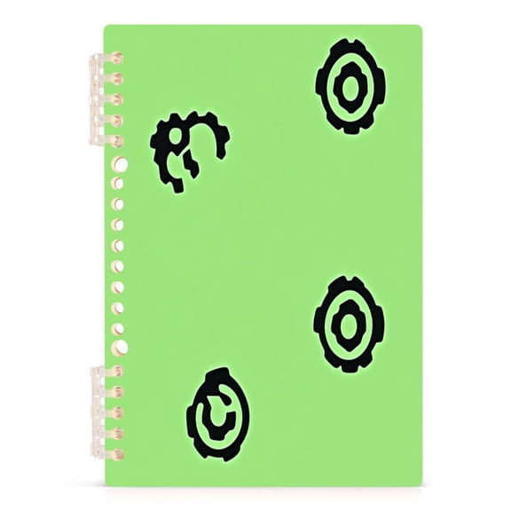 Gear Icons Design A5 8.3x5.7in PP Notebook, Adjustable Rings, 60 Sheets, Diary or Journey Note