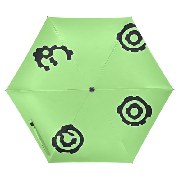 Gear Icons Design Folding Umbrella UV50+ Waterproof Sun Protection Auto Open Close Compact Fiberglass Frame