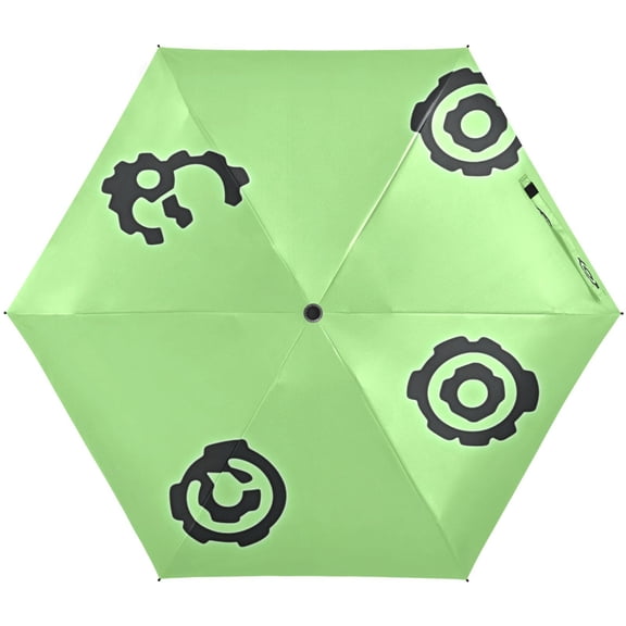 Gear Icons Design Umbrellas for Sun Auto Open Close UV50+ Waterproof 5-Fold Compact Fiberglass Frame