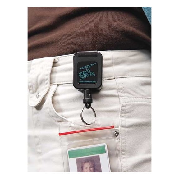 Key Retractor, Black, Stainless Steel Spring, Nylon, High-Force