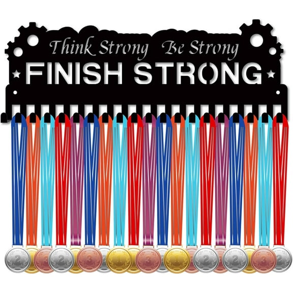 Gear Medal Holder Hanger Medal Holder Sport Medals Display Wall Mount Decor Black Metal Medal Rack with 20 Hooks DIY
