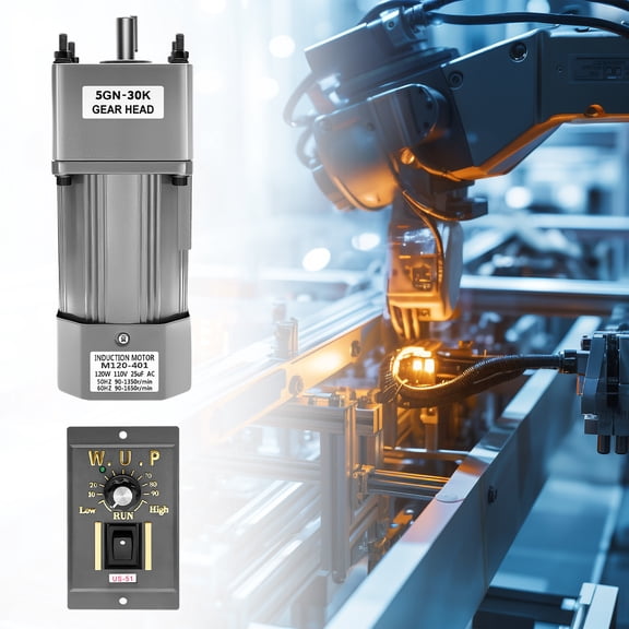 Gear Motor, 120W 45rpm 110V, 1:30 Ratio with Speed Controller, Die-Cast Aluminum for Automation, Machinery Industry