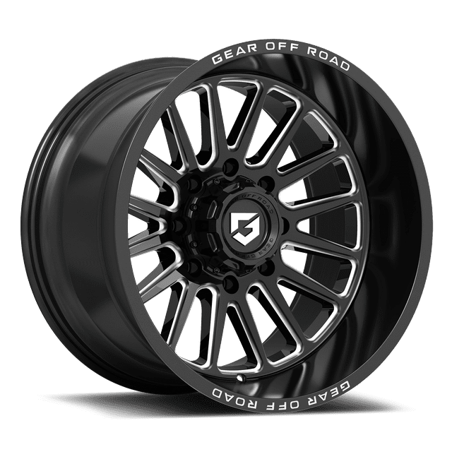 GEAR OFF ROAD 744b Drivetrain 20x10 -25et 78.00mm Satin Black Center Gloss Black Barrel Lip Edge Wheel