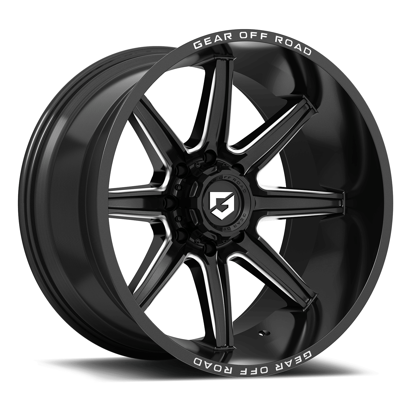 GEAR OFF ROAD 744b Drivetrain 20x10 -25et 78.00mm Satin Black Center Gloss Black Barrel Lip Edge Wheel
