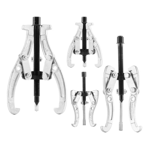 Gear Puller Set, 3 in/4 in/6 in/8 in 3 Jaw Bearing Puller with Reversible Jaws, 2 Jaw/3 Jaw Pulley Puller Tool, 4 PCS Heavy Duty Bearing Puller Tool Kit for Pulley Gear Bearing Flywheel Removal