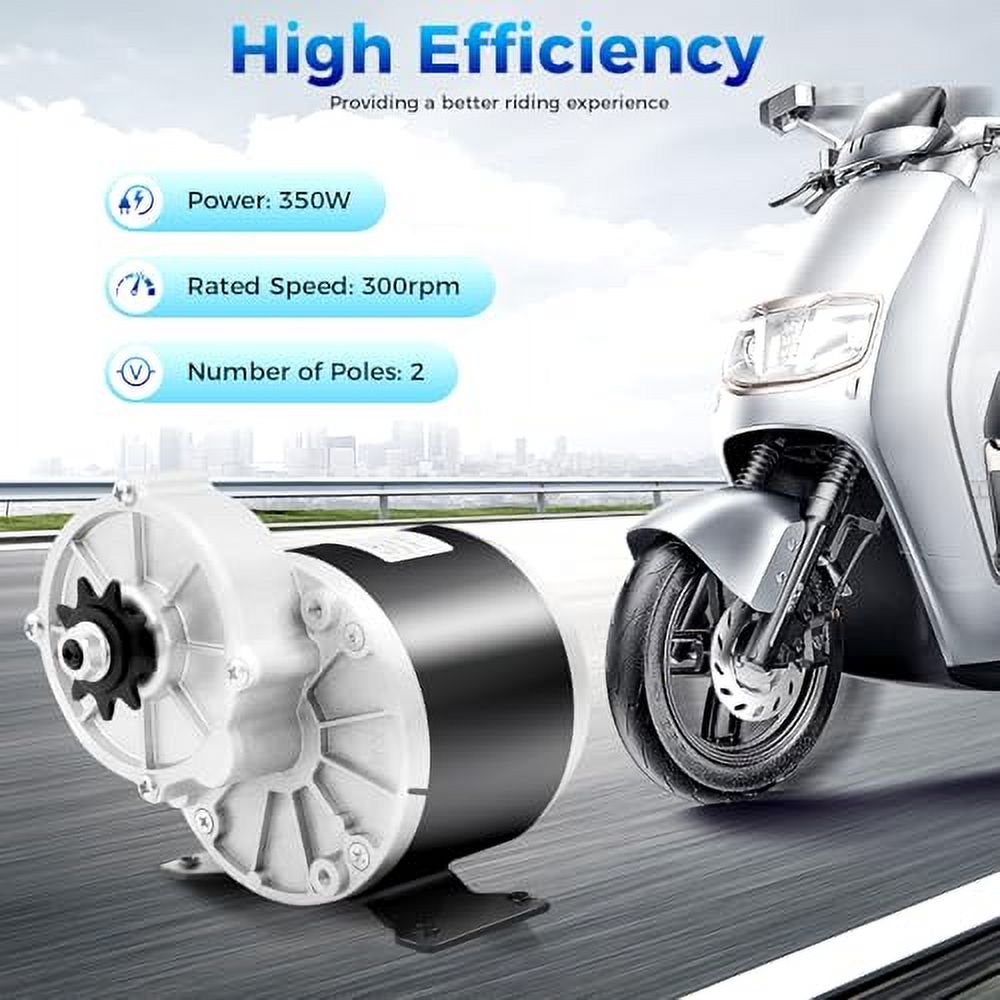 Motore Elettrico HMParts 24V 350W MY1016Z Per Scooter E RC, 3000 Rpm, Catena 420