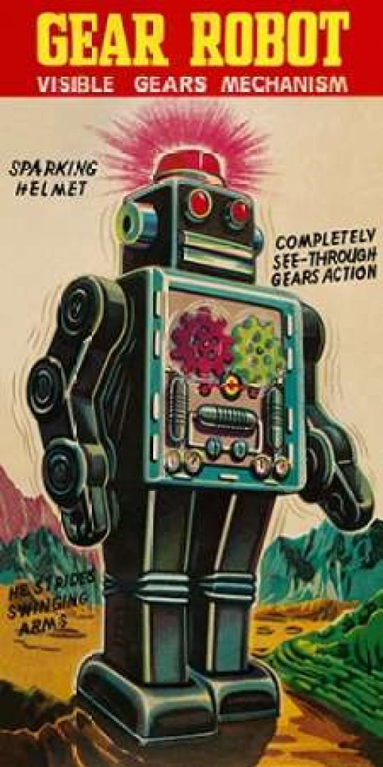 Gear Robot Canvas Art - Retrobot (10 x 20)