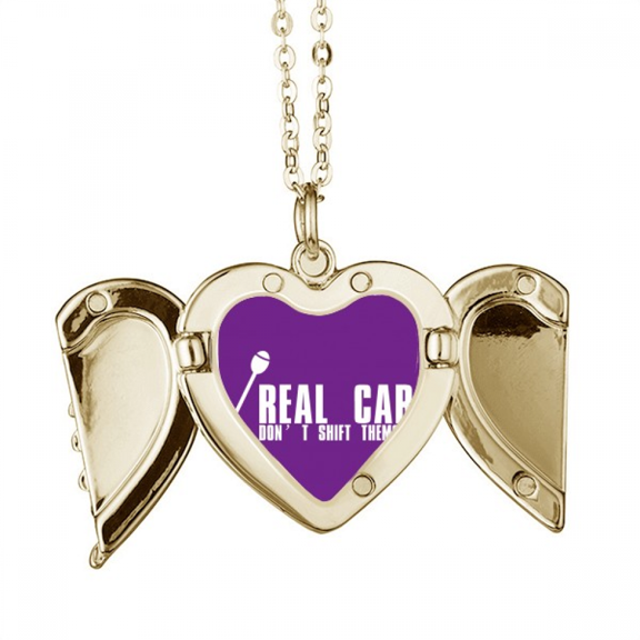 Gear Shift Car Instrument Folded Wings Peach Heart Pendant Necklace