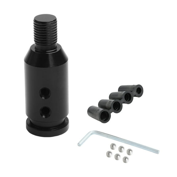 Gear Shift Knob Adapter With 3-Sizes Plastic Hose For Non Threaded Shifter Black