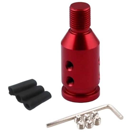 Gear Shift Knob Adapter With 3-Sizes Plastic Hose For Non Threaded Shifter Red Fangkenuo