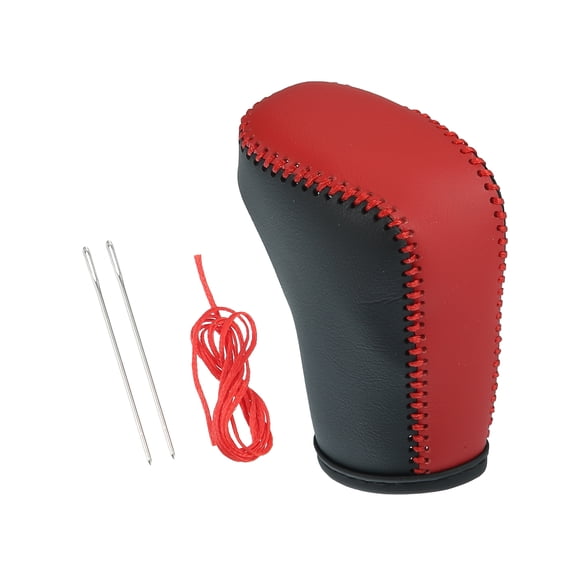 Gear Shift Knob Cover Automatic Transmission Boots Shifter Lever Faux Leather Sheath for Honda Accord 18-22 Black Red
