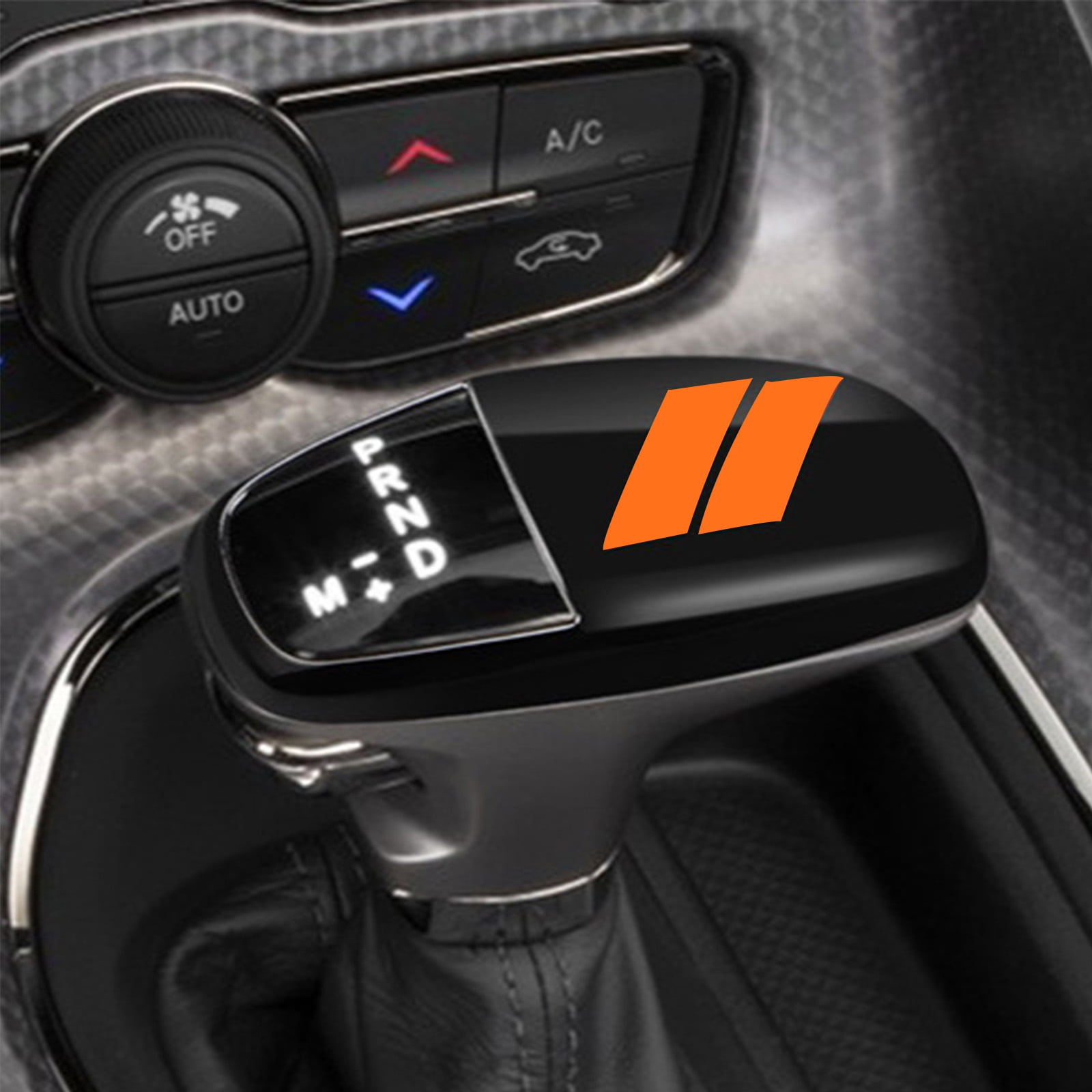 Gear Shift Knob Head Cover Trim For Dodge Challenger Charger 2015-2024 Interior Decoration Accessories For Durango 2016-2024 ABS -Challenger War Horse-Shift knob(all inclusive)-Black orange label