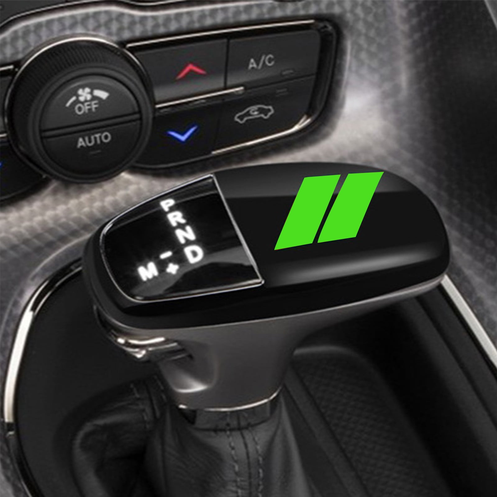 Gear Shift Knob Head Cover Trim For Dodge Challenger Charger 2015-2024 Interior Decoration Accessories For Durango 2016-2024 ABS -Challenger War Horse-Shift knob(all inclusive)-Black green label