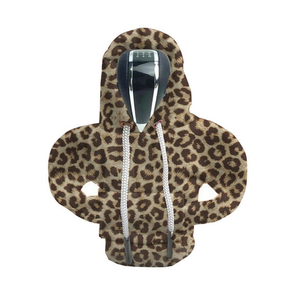 Gear Stick Hoodie, Universal Hoodie Car Shift Knob Cover, Funny Shifter Hoodie, Car Shifter Stick Protector Decoration Car Interior Accessories, Automotive Interior Cute Gadgets-Leopard print pattern