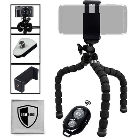 GearFend 10” Flexible Universal Tripod, with Quick Release Smartphone Mount and Wireless Remote Control for All iPhones, Samsung Phones and Most Mobile Phones Plus Microfiber Cloth