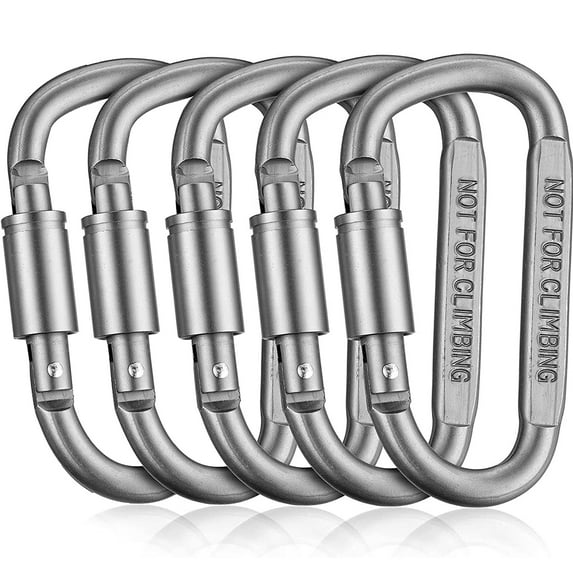 GearHill 3” Heavy Duty Carabiner Keychain Clip Aluminum D Ring Locking Carabiner, 5-Pack