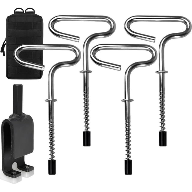 GearHill Ice Anchor Drill Adapter with 4 Ice Anchor Ground Nails, Ice