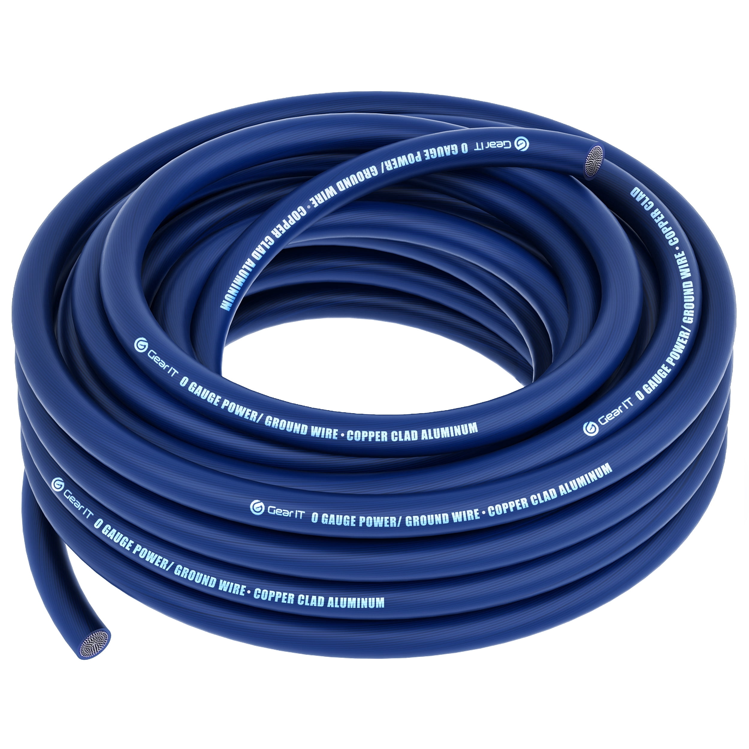 GearIT 1/0 Gauge Wire (25ft - Blue) Copper Clad Aluminum CCA - Primary Automotive Wire Power/Ground, Battery Cable, Car Audio Speaker, RV Trailer, Amp, Wielding, Electrical 0ga AWG - 25 Feet