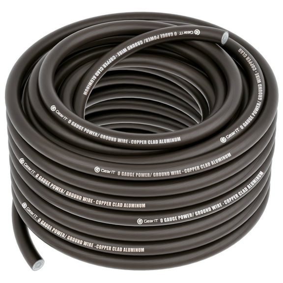GEARit 1/0 Gauge Wire, Primary Automotive, Power/Ground, Battery Cable, Car Audio Speaker, RV Trailer, Amp, Wielding, Black, 50 ft