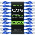 thumbnail image 1 of GearIT 10-Pack Cat6 Patch Cable 15 Feet Cat 6 Ethernet Cable Snagless Flexible Soft Tab - Preimum Series - Blue, 1 of 6