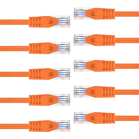 GearIT 10-Pack Cat6 Patch Cable, Cat 6 Ethernet Cable Snagless Flexible Soft Tab - Preimum Series - Orange