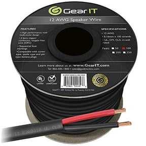 GEARit 12 Gauge Speaker Wire, 2 Conductor Oxygen Free Copper Cable, in Wall and Outdoor Direct Burial Audio Wire, 100ft, Black