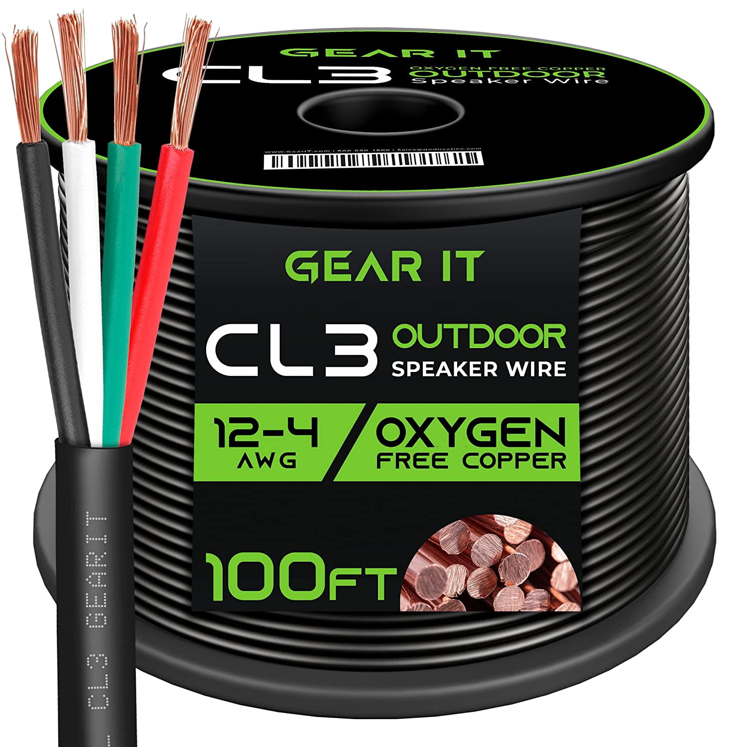 GearIT 12/4 Outdoor Speaker Cables for Direct Burial OFC Speaker Wire