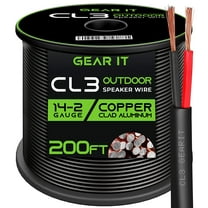 GEARit Direct Burial Copper Clad Aluminum 14/2 Speaker Wire for Outdoor Car Audio & Home Theater Cables, Black, 200ft