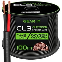 GearIT 14/2 Outdoor Speaker Cables for Direct Burial OFC Wire Speaker Cables, 14AWG Gauge 100ft Black
