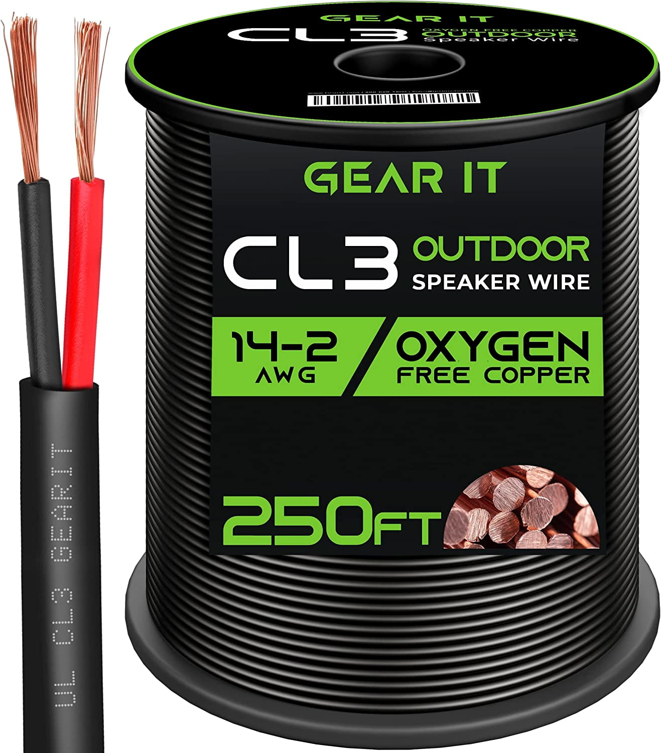 12 AWG OFC CL3 Outdoor Speaker Wire, Black – GearIT