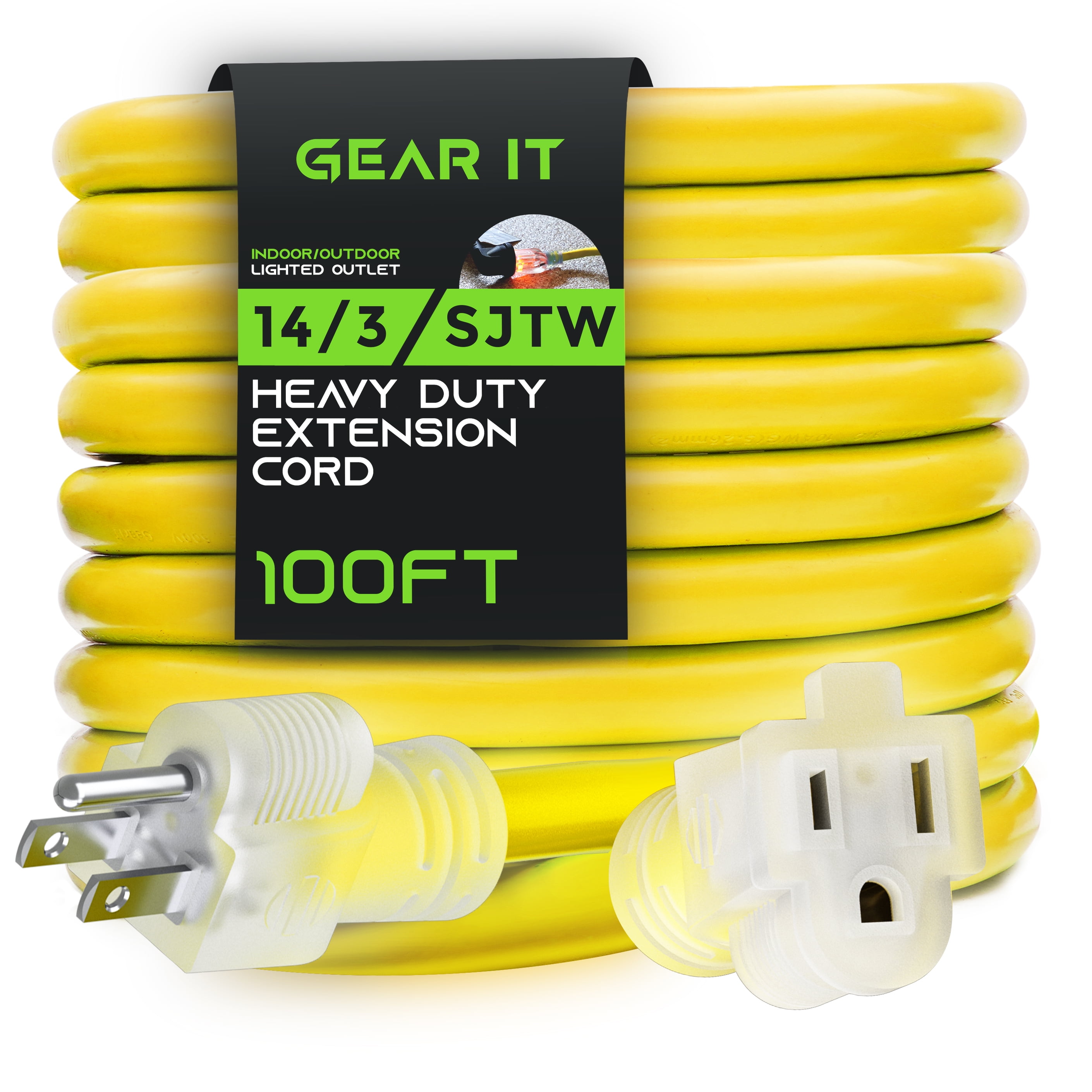 GearIT 14/3 Outdoor Extension Cord (100 Feet) 14 AWG Gauge 3 Prong