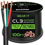 GEARit 14/4 Speaker Wire (250 Feet) 14AWG Gauge, Black 4-Conductors/Outdoor Direct Burial in Ground/in Wall / CL3 CL2 Rated - OFC Oxygen-Free Copper, Black 250ft