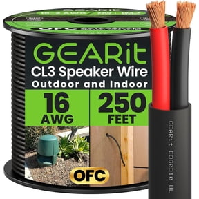 GEARit 250ft 16 Gauge Home Theater and Car Audio Speaker Wire, 2 Conductor Oxygen Free Copper CL3 Rated Sound Connection Cables