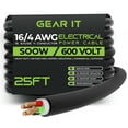 thumbnail image 1 of GearIT 16/4 16 AWG Portable Power Cable (25 Feet - 4 Conductor) SOOW 600V 16 Gauge Electric Wire for Motor Leads, Portable lights, Battery Chargers, Stage Lights and Machinery -25ft Electrical Cord, 1 of 7