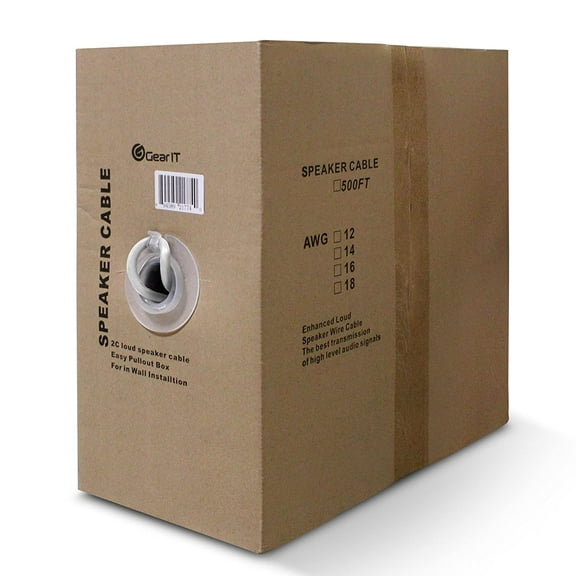 GearIT 16 AWG Wire 2-Conductor Oxygen-Free Copper (OFC) In Wall Speaker Wire, White 500 ft
