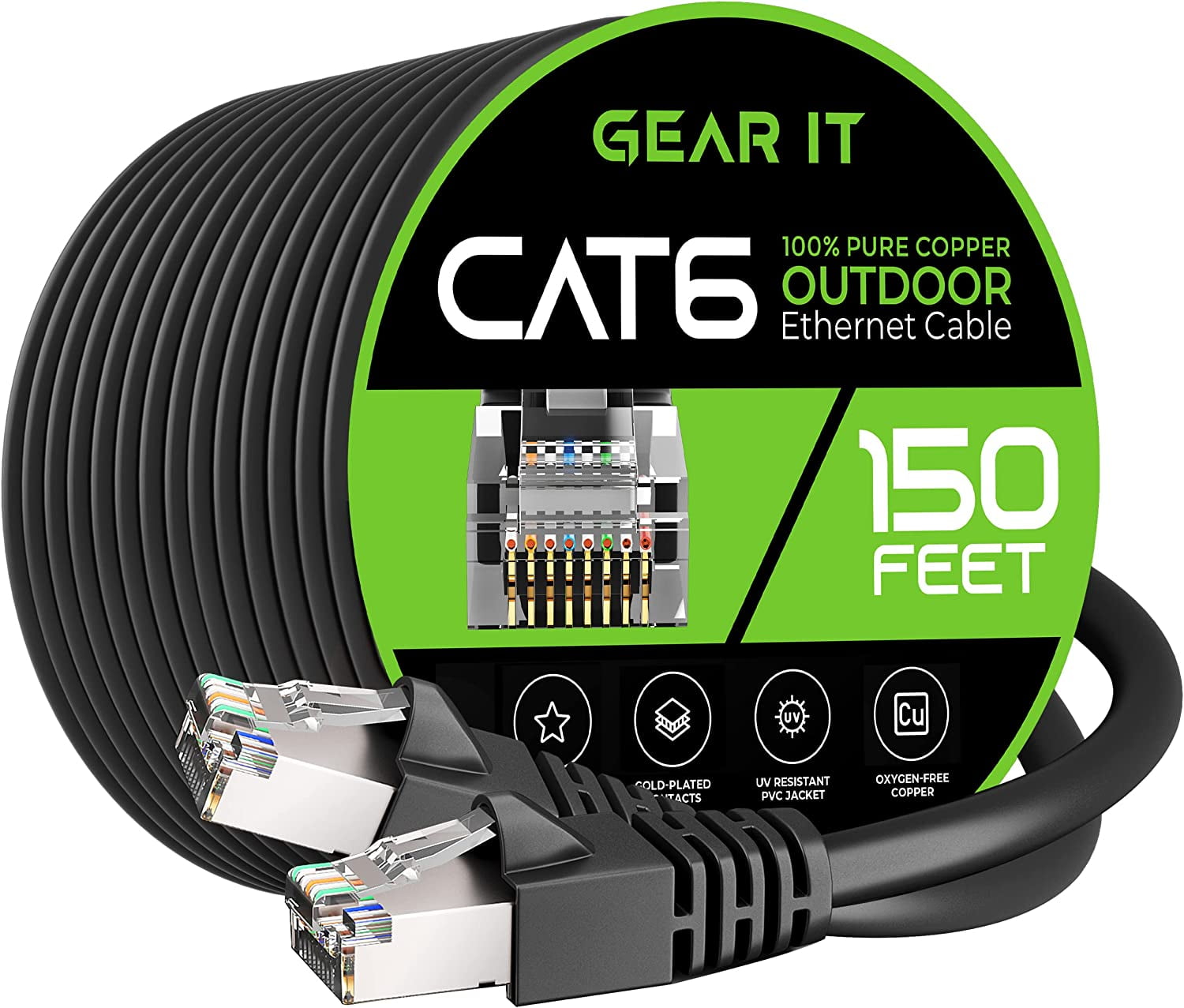 GearIT Cat6 Outdoor Ethernet Cable (50ft) 23AWG Pure Copper, FTP, LLDPE,  Waterproof, Direct Burial, In-Ground, UV Resistant, POE, Network, Lan,  Internet, Cat 6, Cat6 Cable - 50 Feet 