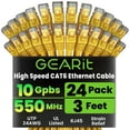 thumbnail image 1 of GearIT Cat 6 Ethernet Cable (24-Pack 3 Feet) Cat6 Network Patch, 10Gbps, RJ45, Snagless Cord, Gold-Plated Connectors, Internet for PC, TV, Tablet, Router, Printer, Servers, IT Data Center - Yellow, 1 of 8