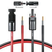 GearIT (25FT Black - 25Ft Red) 10AWG Solar Extension Cable - Male to Female Solar Connectors for Solar Panel Wire with Adapter Tool Kit , Renewable Energy Extension Cable, 25 Feet
