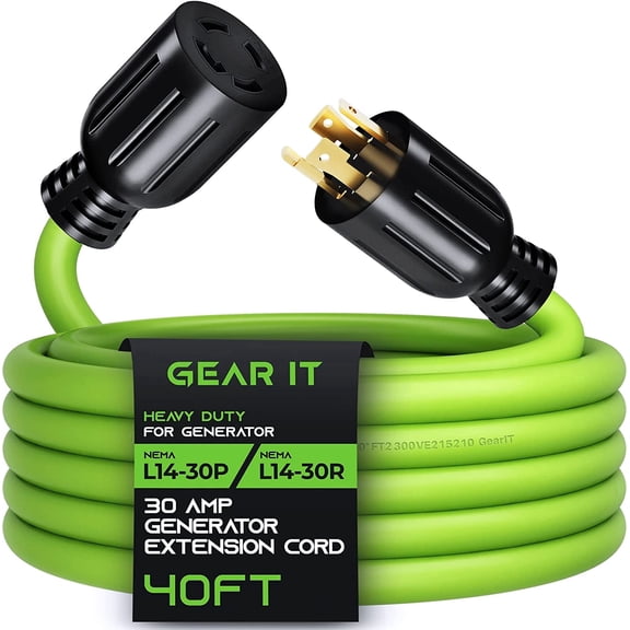 GearIT 30-Amp 4-Prong Portable NEMA L14-30 Generator Cord for Emergency Power Outage, 40-ft