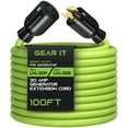 thumbnail image 1 of GearIT 30-Amp Generator Extension Cord (100 Feet) 4-Prong 120/250-Volt 7500W, NEMA L14-30P/L L14-30R, 10 Gauge SJTW Locking Power Cord for Manual Transfer Switch, Portable Generators, Power Outage, 1 of 8