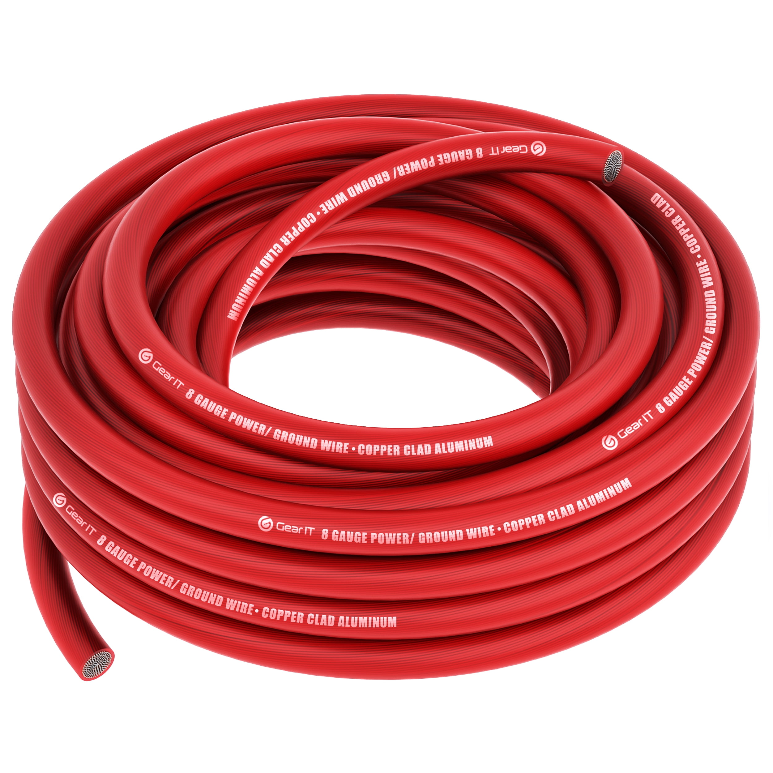 GearIT 8 Gauge Wire (25ft - Red) Copper Clad Aluminum CCA - Primary Automotive Wire Power/Ground, Battery Cable, Car Audio Speaker, RV Trailer, Amp, Wielding, Electrical 8ga AWG - 25 Feet