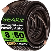 GearIT 8 Gauge Wire 50ft - Black Copper Clad Aluminum CCA - Primary Automotive Wire Power/Ground, Battery Cable, Car Audio Speaker, RV Trailer, Amp, Wielding, Electrical 8ga AWG - 50 Feet