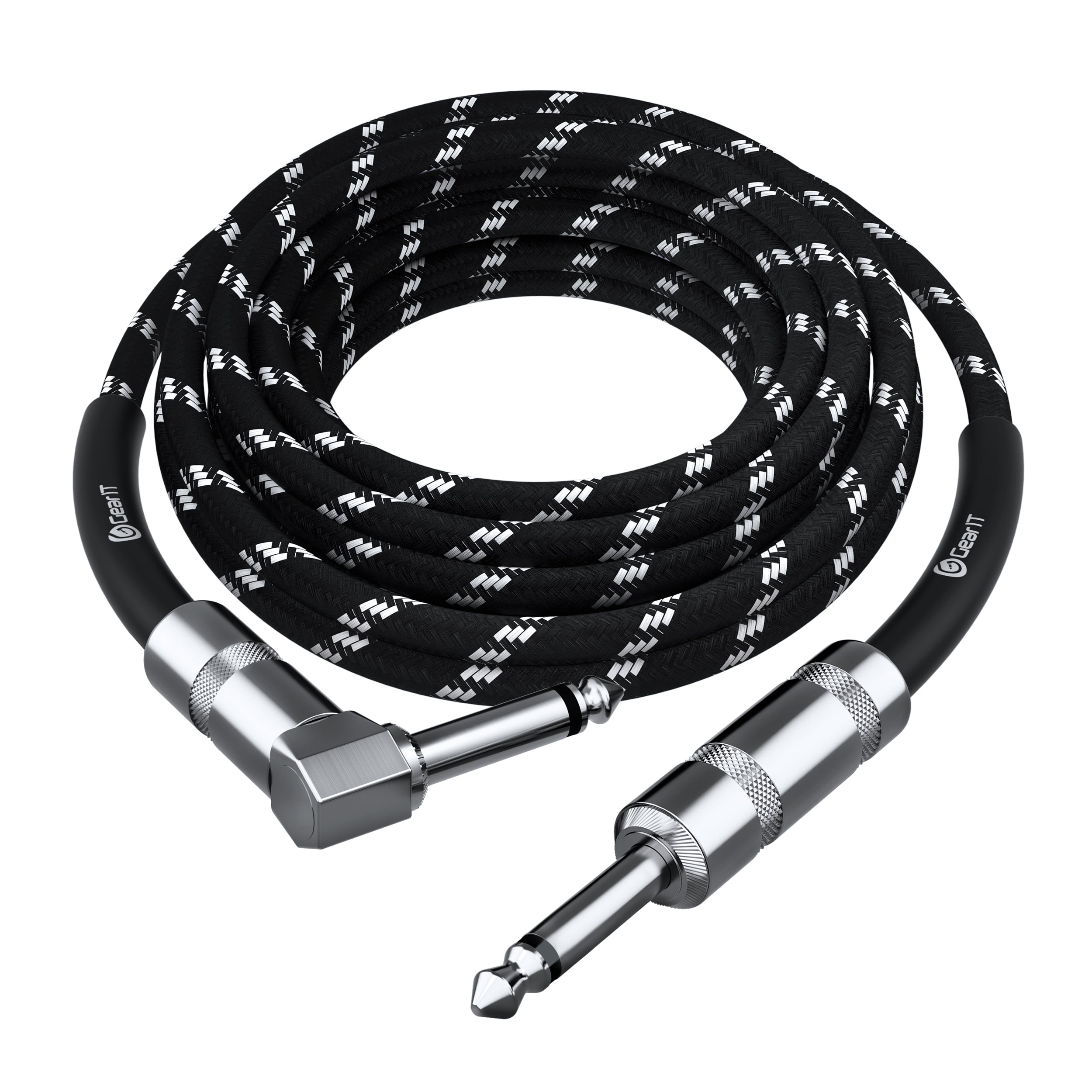GearIT Audio Instrument Cable (15ft) Right Angle to Straight 1/4 Inch