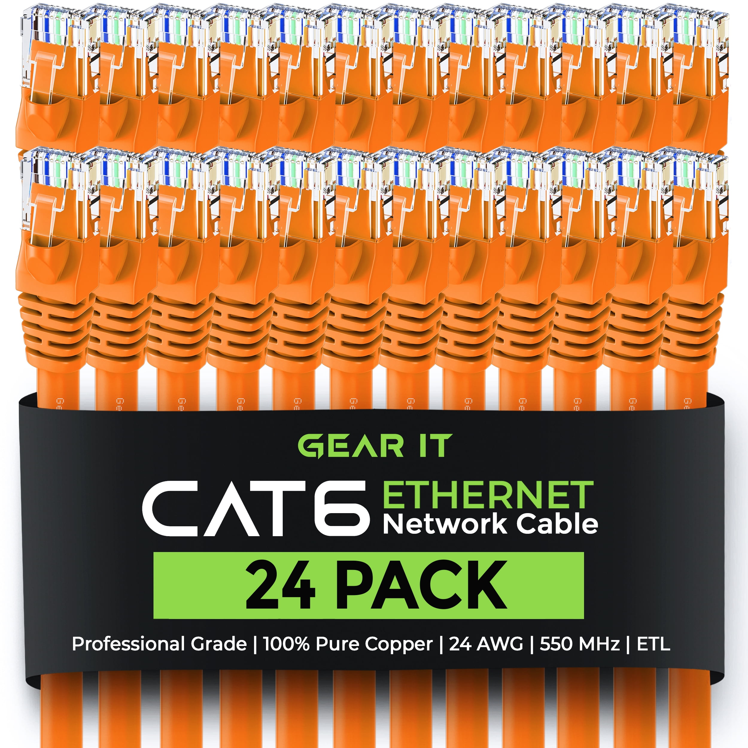 GearIT Cat 6 Ethernet Cable 1.5 ft 18-Inch (24-Pack) - Cat6 Patch Cable ...