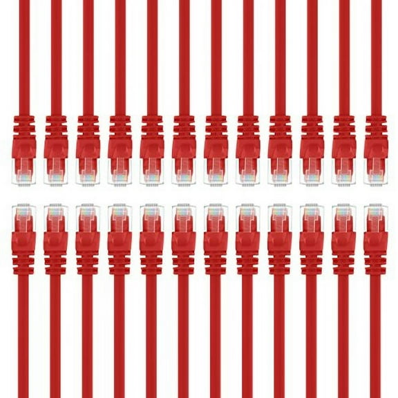GearIT Cat 6 Ethernet Cable 1 ft (24-Pack) - Cat6 Patch Cable, Cat 6 Patch Cable, Cat6 Cable, Cat 6 Cable, Cat6 Ethernet Cable, Network Cable, Internet Cable - Red 1 Foot