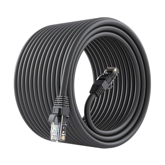 GearIT Cat 6 Ethernet Cable 24AWG Copper Clad Aluminum (CCA) LAN Cable, Black 30 ft