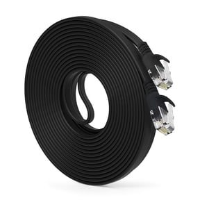 GEARit Cat6 Ethernet Cable, 25ft Snagless Flat Network Cable, Rj45, 1Gbps, PVC Jacket, UTP, ETL Verified, Black